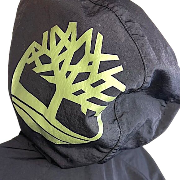 Timberland Quarter Zip Windbreaker Hoodie Black/Olive Pullover Jacket, Size XL - Picture 6 of 8